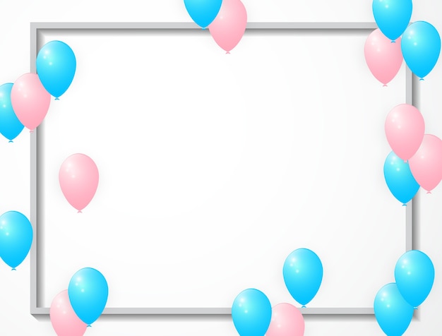 Vector background celebrated with blue and pink balloons.