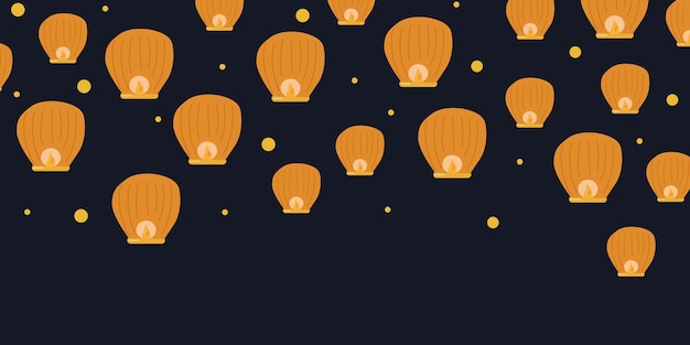 Background of chinese lanterns in the dark blue sky chinese new year design website banner poster