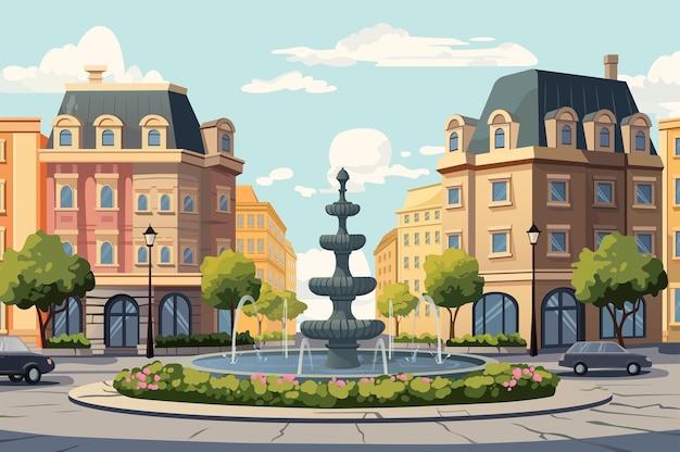 Background city square A captivating design featuring a beautifully illustrated city background