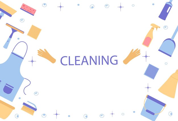 Background of cleaning equipment Vector illustration isolated on a white background