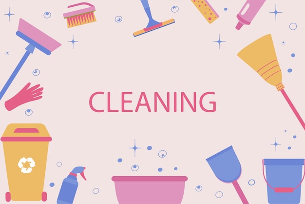 Background of cleaning equipment vector