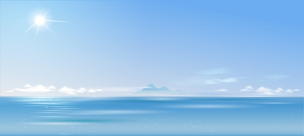 Vector background cloudy landscape over the sea and