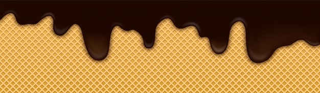 Background of cocoa chocolate ice cream with wafer