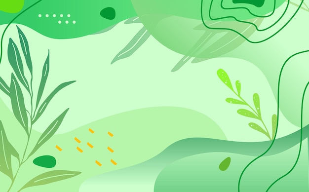 Vector background color with shades of green and leaf accents