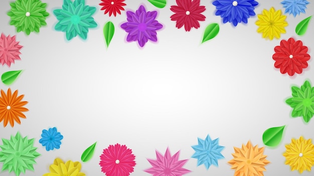 Background of colorful paper flowers with shadows