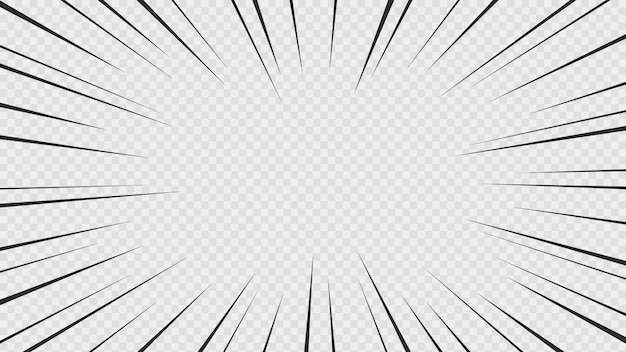 Vector background of comic book action lines. speed lines manga frame isolated on transparent background.