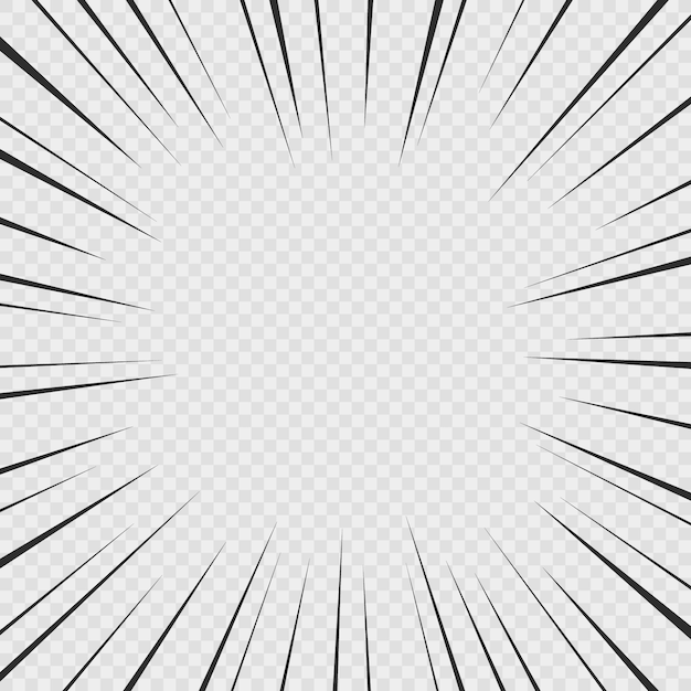 Vector background of comic book action lines. speed lines manga frame isolated on transparent background.