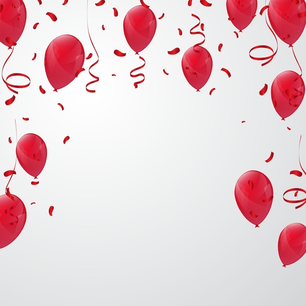 Background confetti and balloons. Vector illustrations