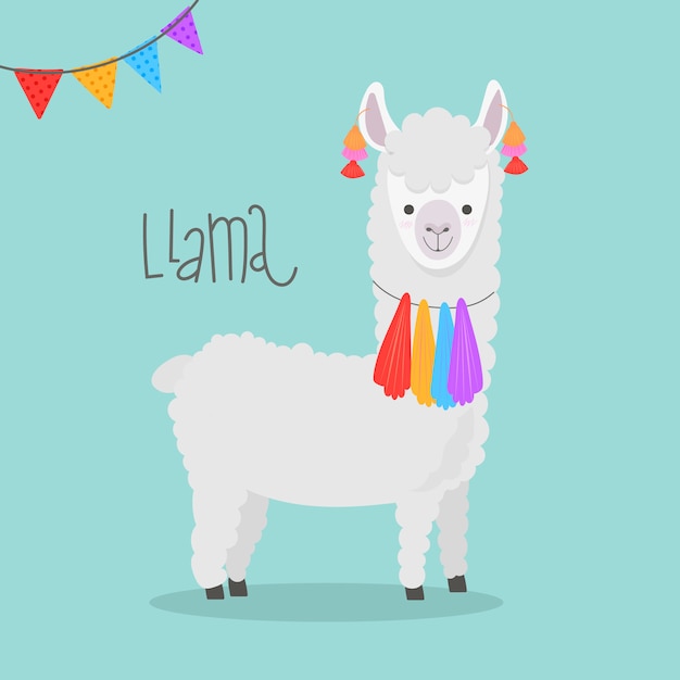 Vector background cute llama color