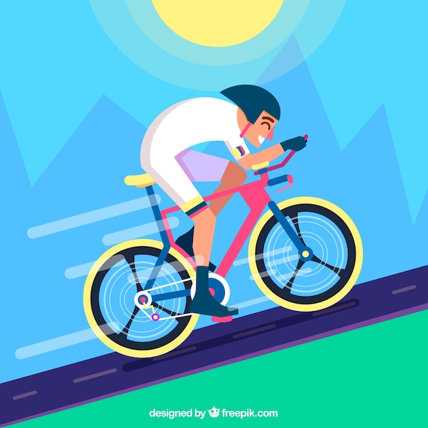 Background of cyclist in a landscape in flat design