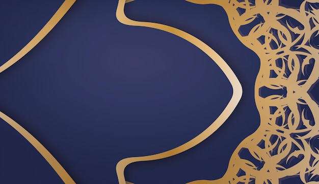 Vector background of dark blue color with mandala gold ornament for design under your logo or text