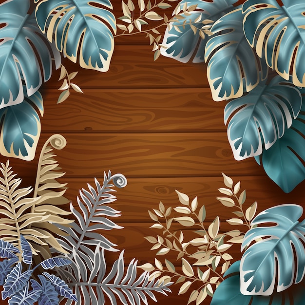 Vector background of dark leaves fern and lianas.