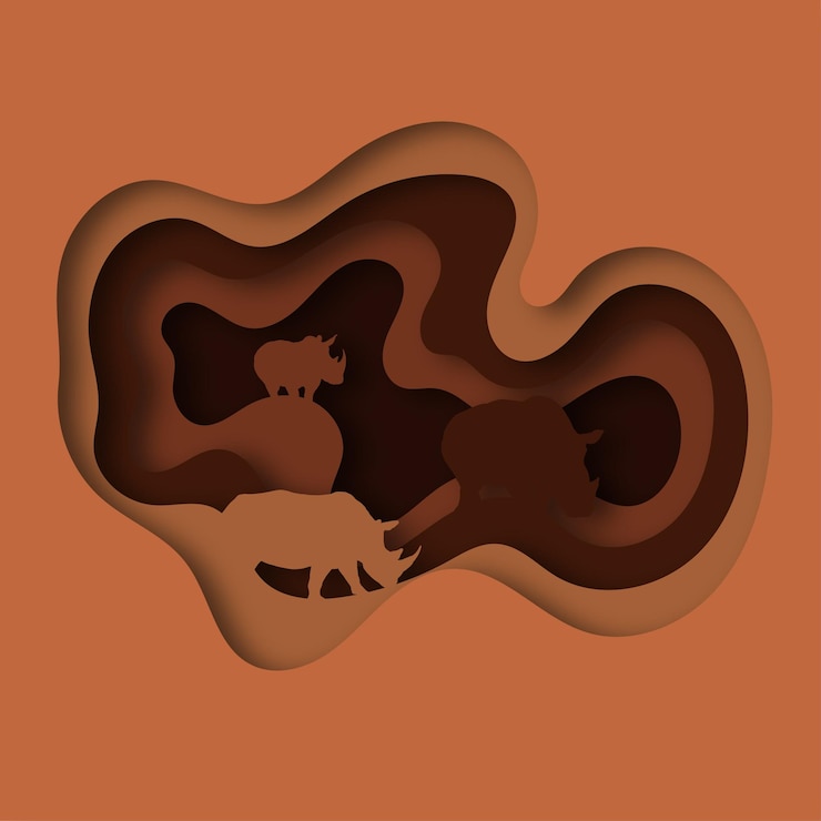 Vector background design brown paper cut illustration