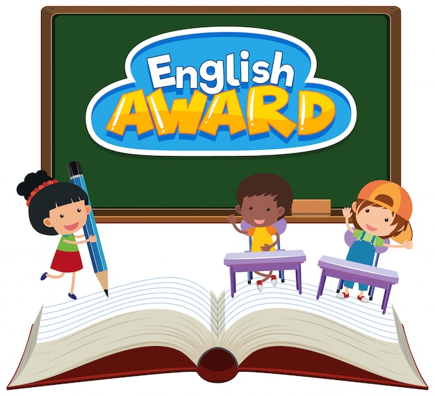 Vettore progetto di sfondo per il premio inglese con i bambini in classe