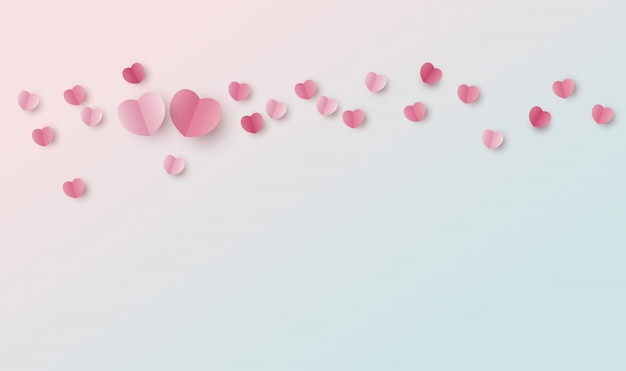 Background design of paper hearts with copy space