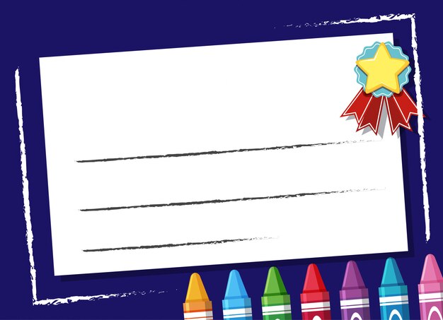 Background design template with crayons and star