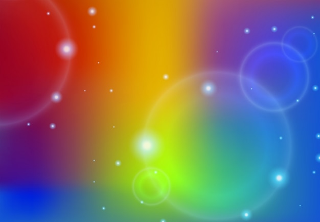 Vettore disegno di sfondo con le bolle sullo sfondo arcobaleno