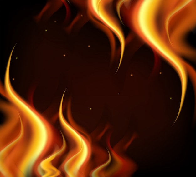 Background design with hot flames on black background