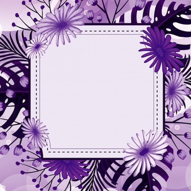 Background design with purple flowers