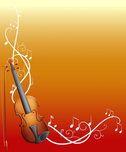 Vettore disegno di sfondo con violino e note musicali