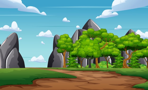 Background of dirt road and trees illustration