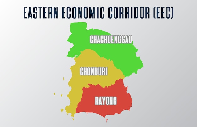 Background of eastern economic corridor or eec map at thailand