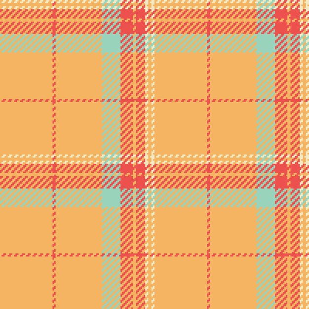 Background fabric textile of check pattern vector with a seamless plaid texture tartan in orange and light colors