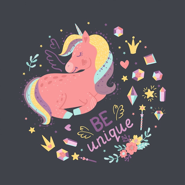 Vector background of fantasy unicorn