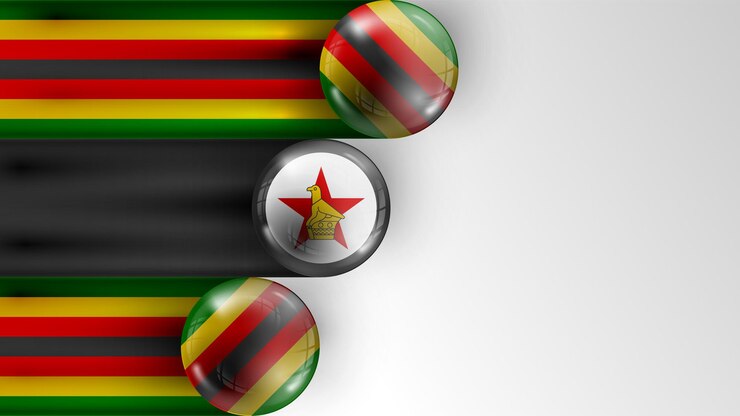 Background flag of Zimbabwe graphic and label