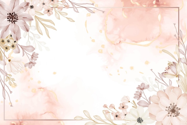 Background floral frame flower soft watercolor