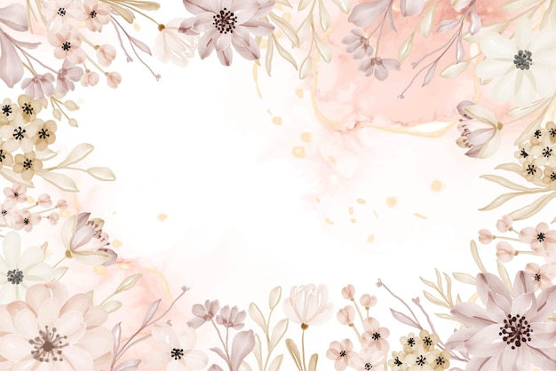 Vector background floral frame flower soft watercolor