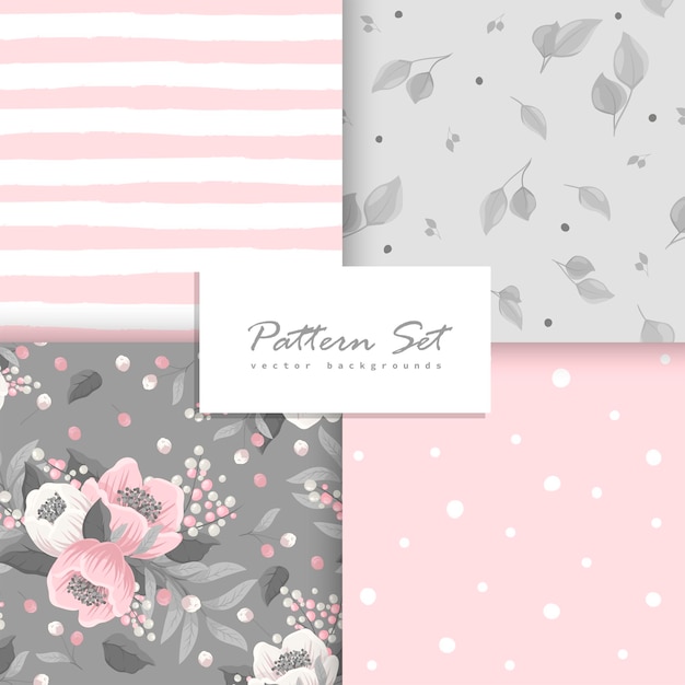 Background floral seamless pattern set