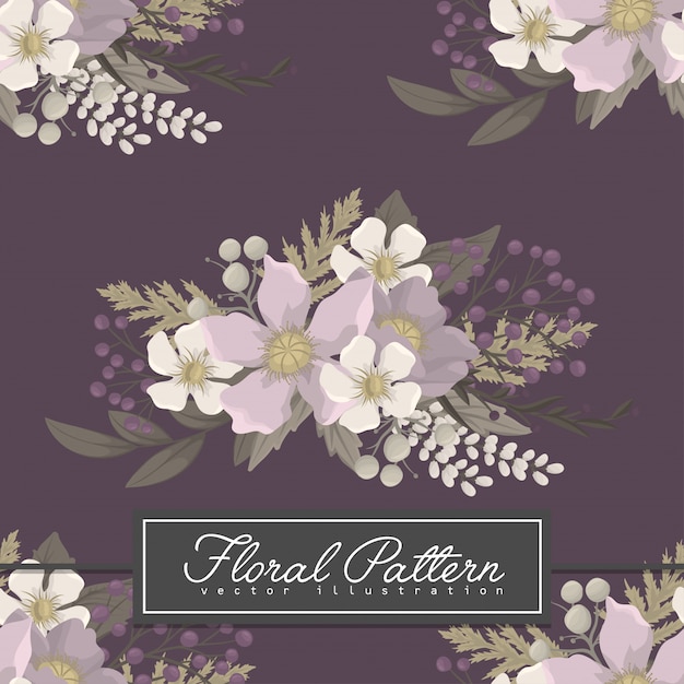 背景の花紫の花のシームレスパターン