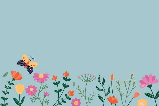 Vector background of flowers located at the bottom