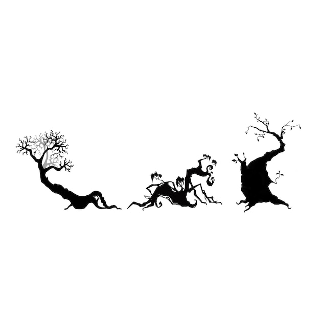 Фон для хэллоуина черное дерево на фоне полнолуния хэллоуин тыквы со светящейся векторной иллюстрацией