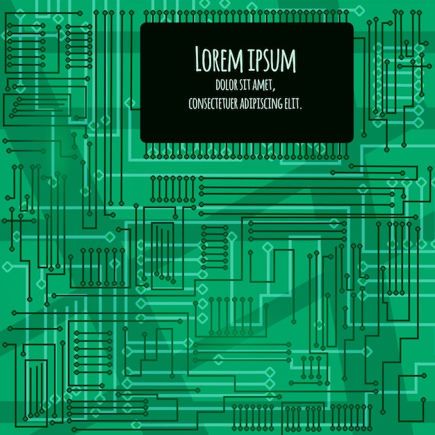 Background in the form of a green printed circuit board Vector graphics