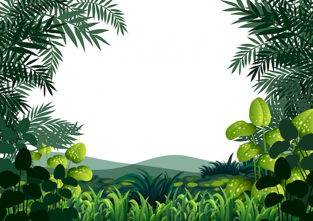 Vector background frame with hills and grass