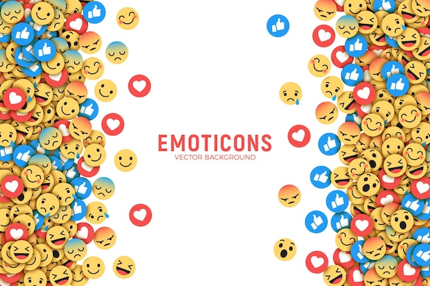 Cornice di sfondo con social media emoji