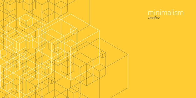 Background from cubes and lines Linear geometric drawingAbstractionVector illustration