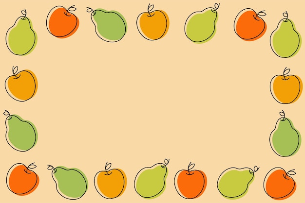 Background of fruit icons on a white background Apples and pears in linear style Vector illustration