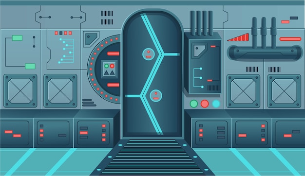 Vector background for games and mobile applications spaceship.