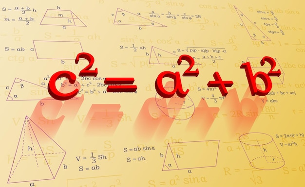 Vettore sfondo per una presentazione di geometria disegni e formule per la geometria su una palla isolata