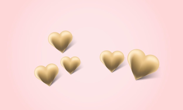 Background gold hearts on a light background valentines day and love