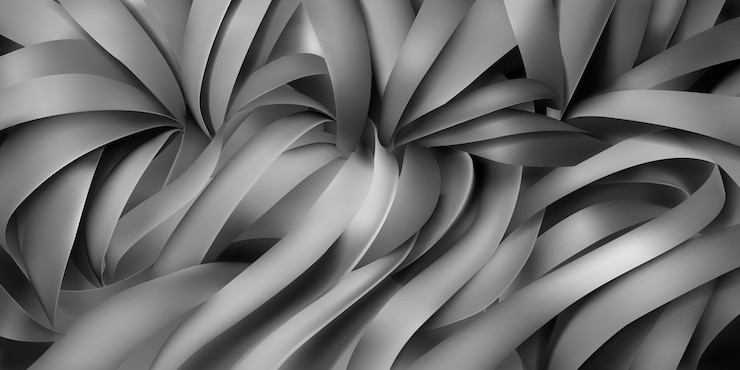 Vector background of gray silk or paper ribbons