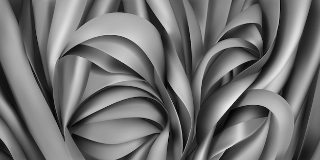 Background of gray silk or paper ribbons