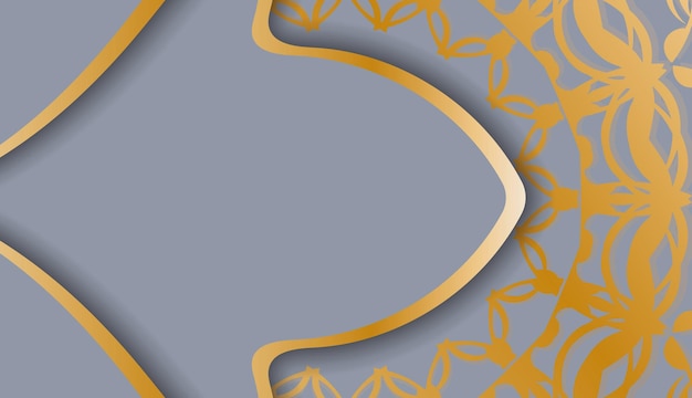 Серый фон с индийским золотым узором и пространством для логотипа