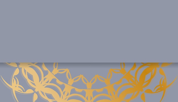 Vector background in gray with indian gold pattern and space for text