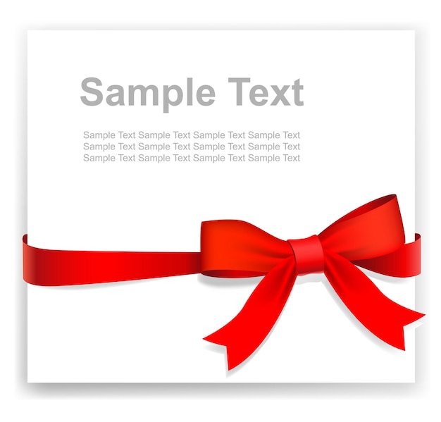 Background greeting card with tied red ribbon and bow Vector illustration