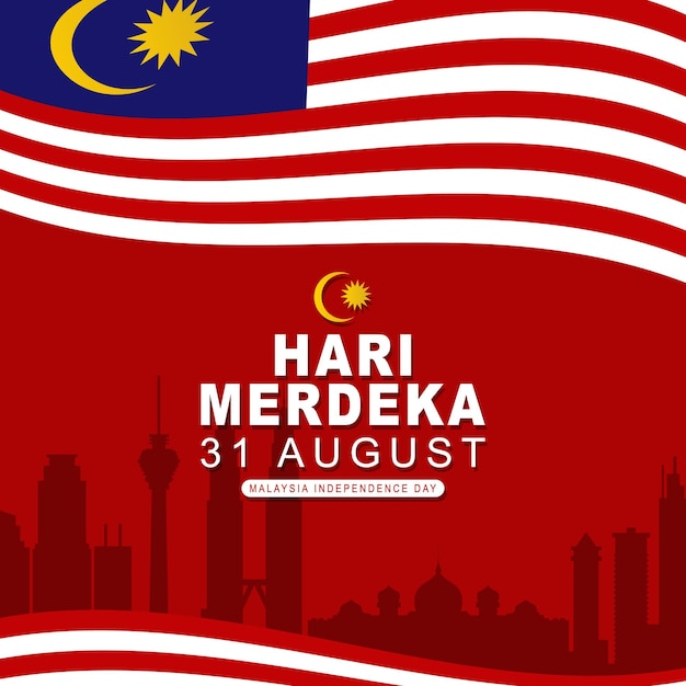 벡터 말레이시아 독립 기념일을 의미하는 배경 인사말 hari merdeka