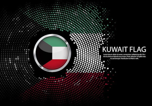 背景クウェート国旗のハーフトーン勾配テンプレート。